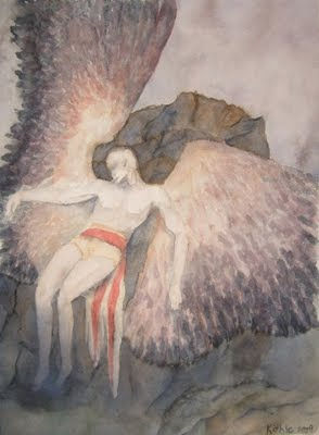 Angel caído Watercolour Paper Figure Painting