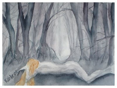 Mujer en el bosque Watercolour Paper Figure Painting