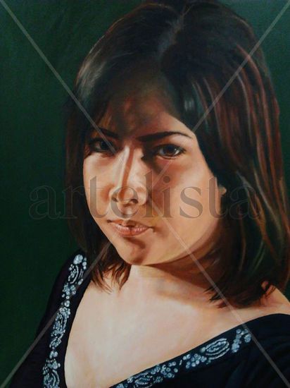 Muchacha con blusa de lentejuelas Oil Canvas Portrait