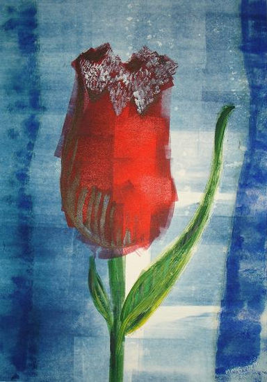 Tulipán rojo Monoprint