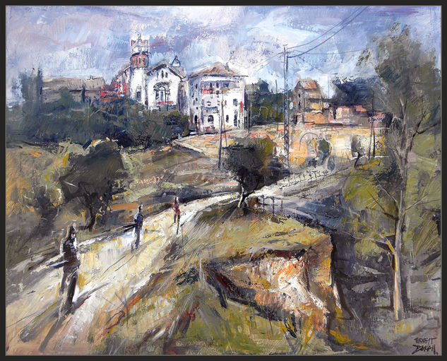 PAISAJE-AVINYO-PINTURA-NATURALEZA-CAMINOS-PUEBLOS-CUADROS-PINTOR-ERNEST DESCALS Óleo Lienzo Paisaje