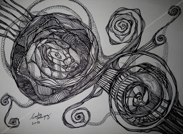 Dibujo Zentangle espirales Ink