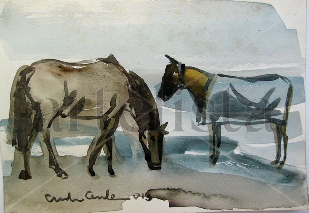 Caballo con mandil Watercolour Paper Animals