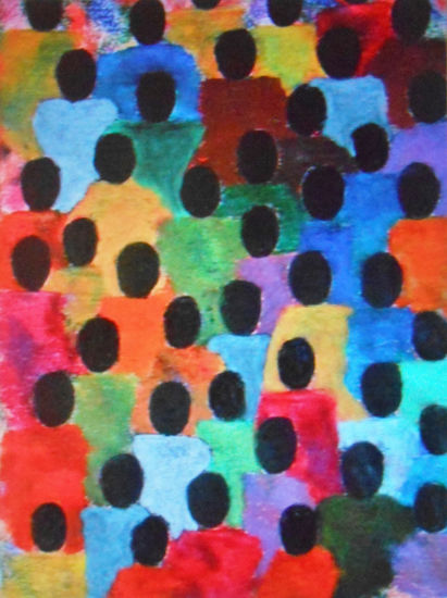 Migrantes Pastel Paper Figure Painting