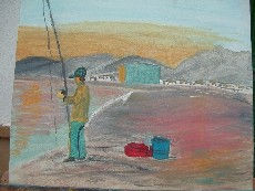 pescador en Almerimar Oil Canvas Landscaping