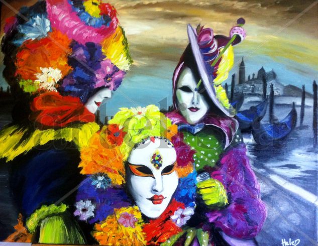 Carnival in Venice Oil Canvas Figure Painting