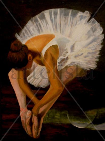 Bailarina Oil Panel Figure Painting