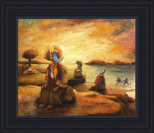 TR-FS008- "Meditación Atardecer" Oil Canvas Figure Painting