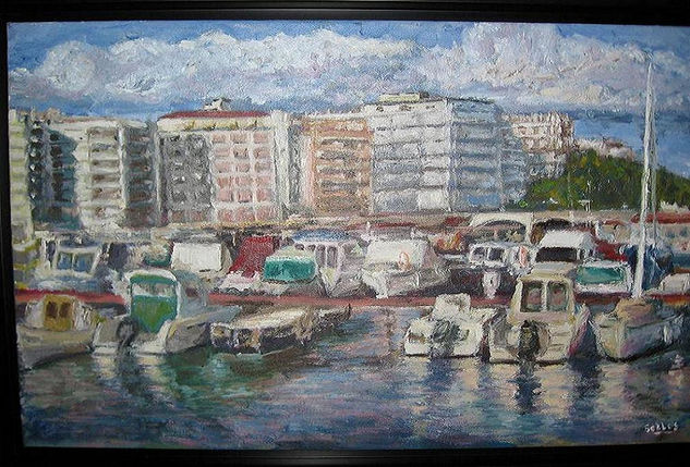 club nautic Ampolla Oil Canvas Marine Painting