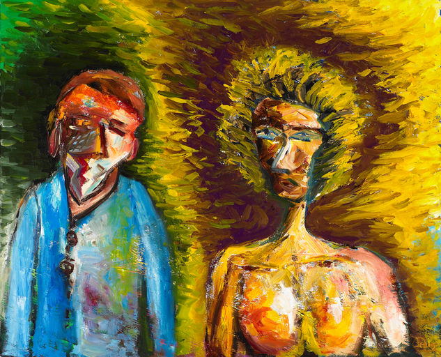 El hombre roto y la mujer sol Oil Canvas Figure Painting