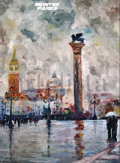 LLUVIA EN VENECIA Óleo Lienzo Figura