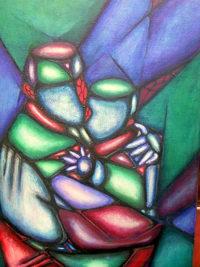 Maxi y papá Acrylic Canvas Figure Painting