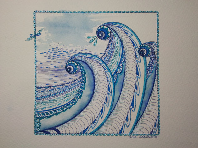 Dragones del mar Acuarela Papel Marina