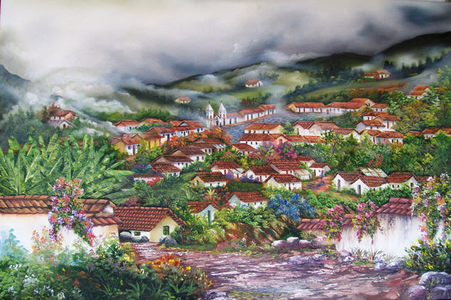 PUEBLITO ANDINO Oil Canvas Landscaping