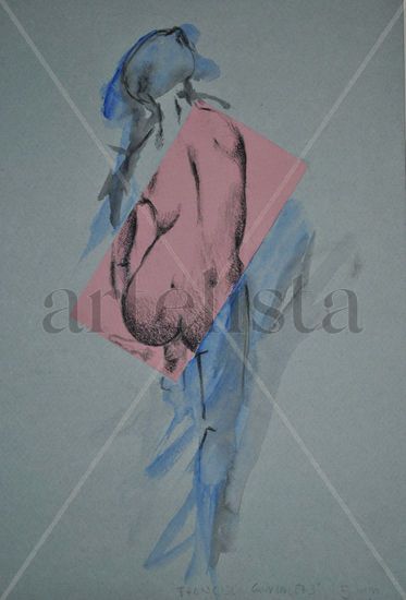 Mujer lavándose. Mixed Media