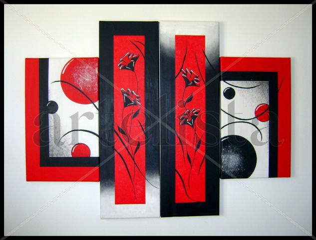 TRIPTICO ROJO Y NEGRO Acrylic Canvas Others