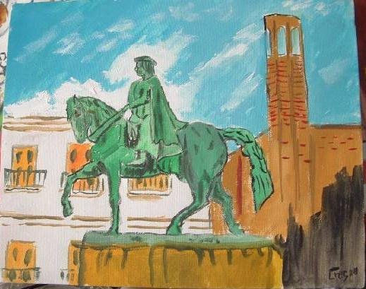 Barcelona Estatua Vía Layetana Oil Canvas Landscaping