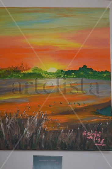 Atardecer en Laguna La Azotea. Oil Canvas Landscaping