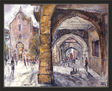 SANAHUJA-PINTURA-PAISAJES-PLAZA-PUEBLO-OLEOS-PINTOR-ERNEST DESCALS