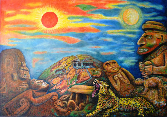 MONUMENTOS ANTIGUOS DEL PUEBLO ESCULTOR DEL ALTO MAGDALENA Acrylic Canvas Landscaping