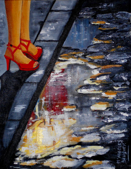 Zapatos rojos Acrylic Card Figure Painting