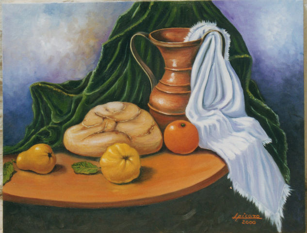 BODEGON CON JARRA Oil Canvas Still Life Paintings