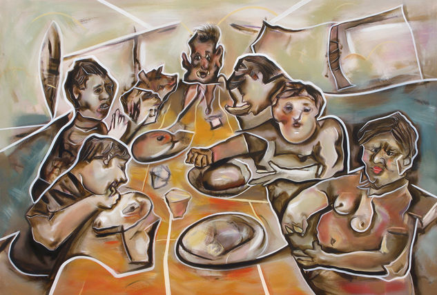 Comiendo desesperadamente Oil Canvas Figure Painting