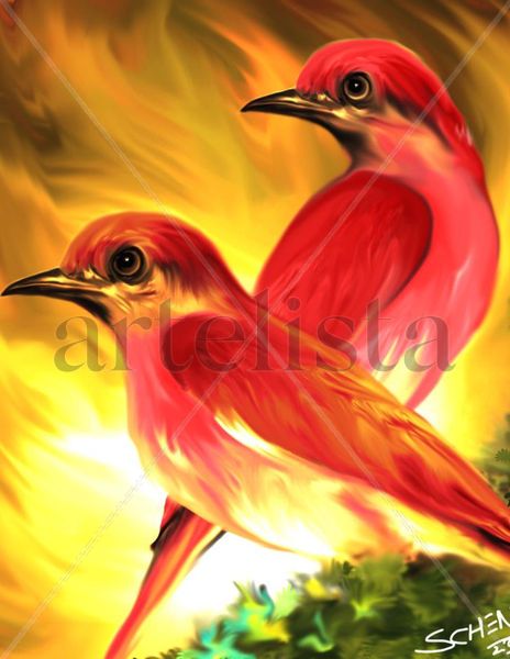 Dos pájaros rojos!