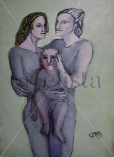 Familia Oil Canvas Figure Painting