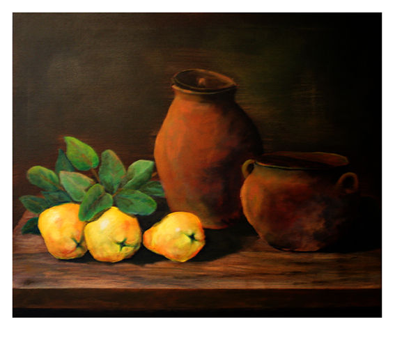 Bodegon con membrillos Acrylic Canvas Still Life Paintings