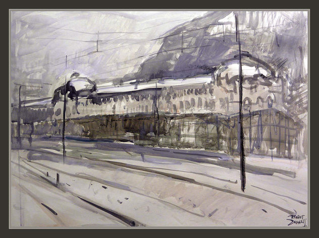 ACUARELAS-CANFRANC-PAISAJES-ESTACION-FERROCARRILES-PINTURA-CUADROS-PINTOR-ERNEST DESCALS