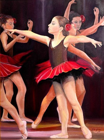 "Ballet" Oil Textile Figure Painting