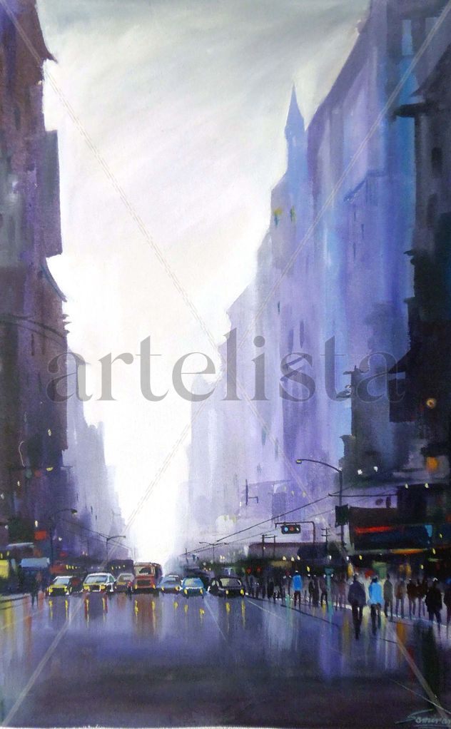 City street at Rainy day