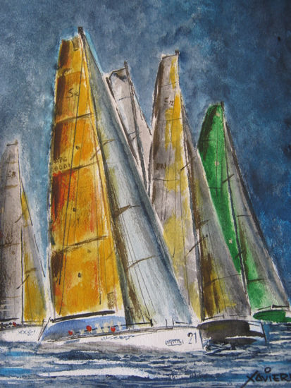 Esperando salida Watercolour Card Marine Painting