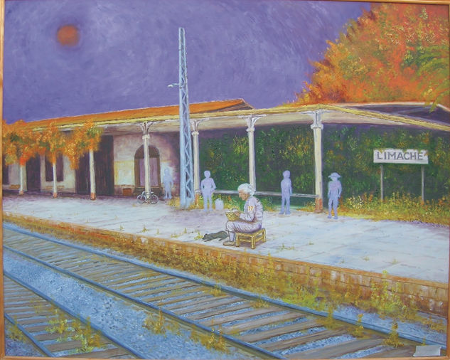 Esperando el tren del pasado Oil Canvas Others