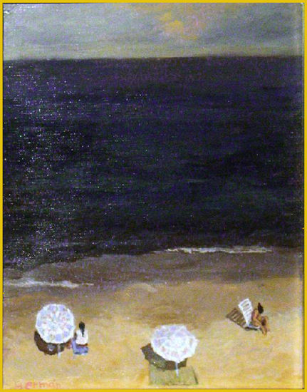 En la playa Acrylic Paper Marine Painting