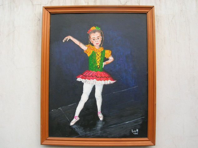 Niña Bailarina Oil Panel Figure Painting