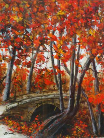 Otoño rojizo Acrylic Card Landscaping