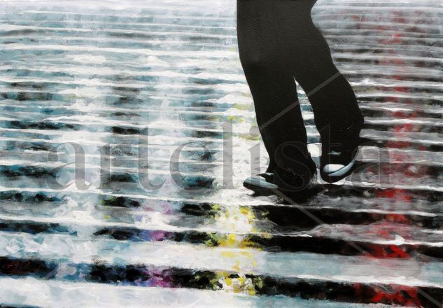 CAMINANDO EN LINES DE COLORES Acrylic Canvas Landscaping