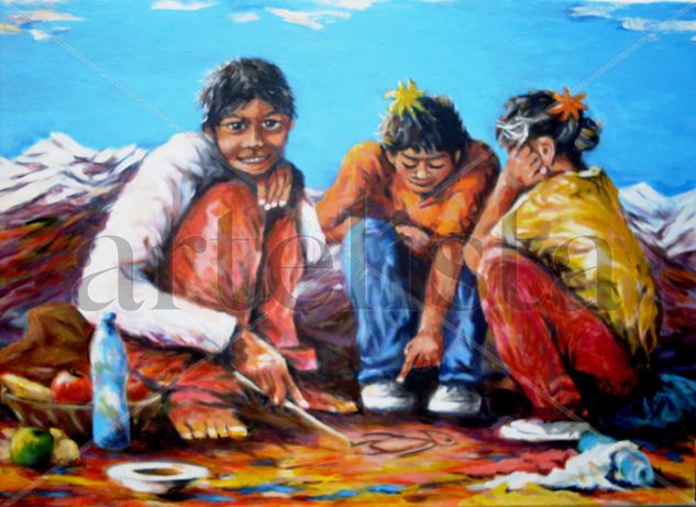 niños del sur Acrylic Canvas Figure Painting