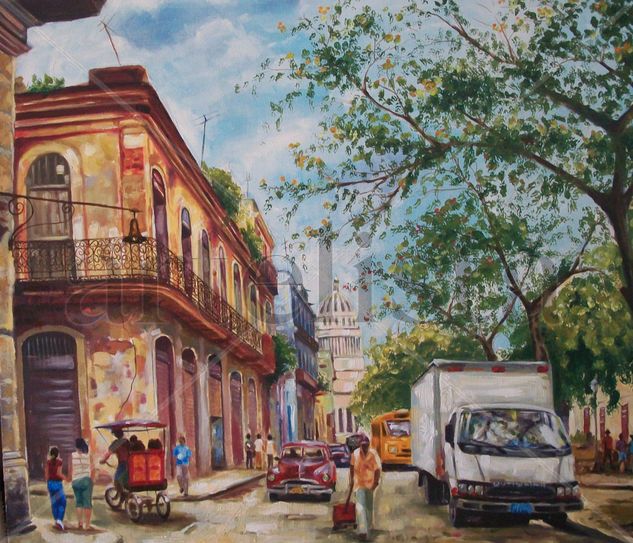 calle habanera Oil Canvas Landscaping