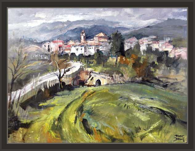 PAISAJES-PINTURA-PUEBLOS-NATURALEZA-NAVÁS-CUADROS-OLEOS-PINTOR-ERNEST DESCALS Óleo Lienzo Paisaje