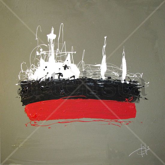 Vapor rojo y negro Acrylic Canvas Marine Painting