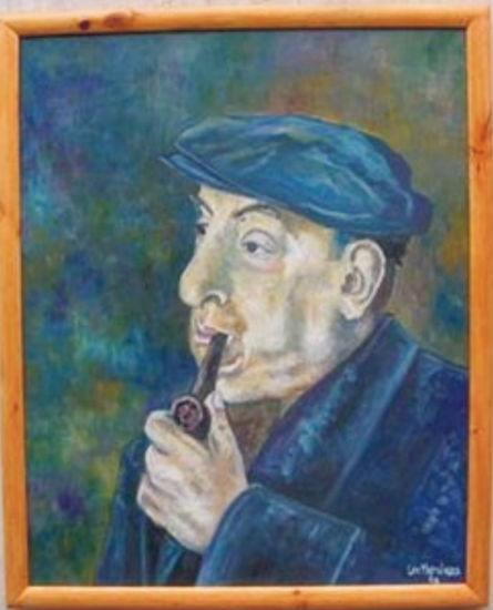 NERUDA Óleo Lienzo Retrato