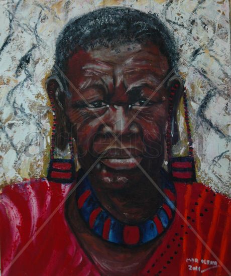 Mujer masai Oil Canvas Portrait