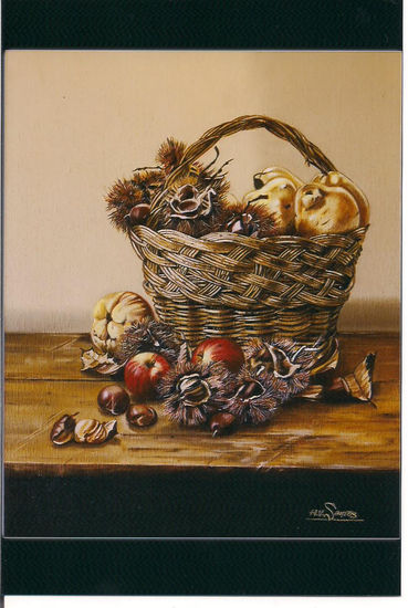 bodegón otoñal Oil Panel Still Life Paintings