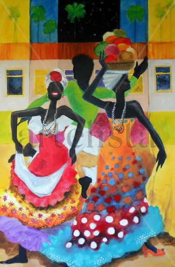 Caribe Acrylic Canvas Figure Painting