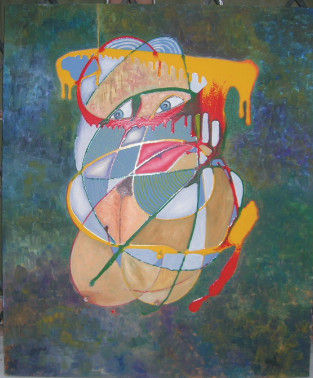 MUJER ANONIMA Media Mixta Tabla Retrato