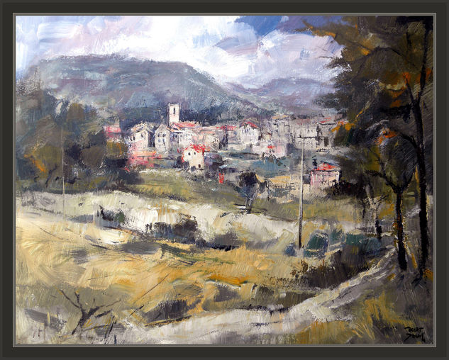 PAISAJES-CAMPOS-PINTURA-AVIÁ-NATURALEZA-CUADROS-PINTOR-ERNEST DESCALS Óleo Lienzo Paisaje