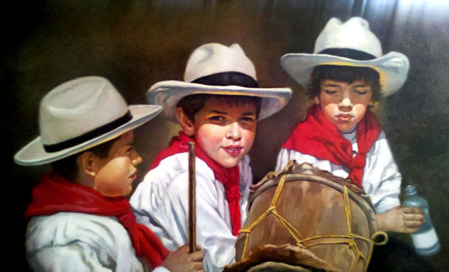 NIÑOS COLOMBIANOS 2 Oil Canvas Portrait